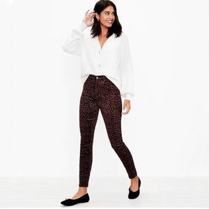 NWT Loft The Skinny High Rise Leopard Cheetah Animal Print Corduroy Jeans 0 / 25